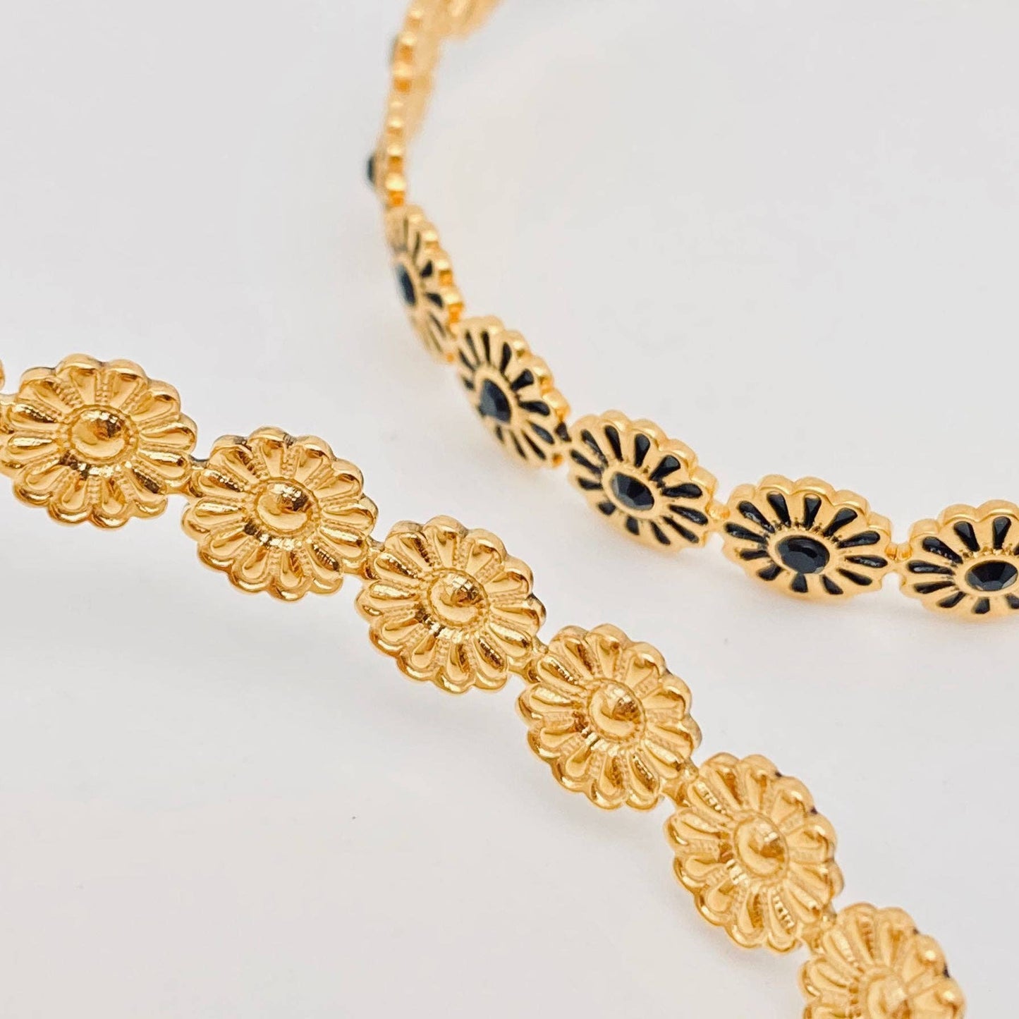 Black Enamel Flower Cuff