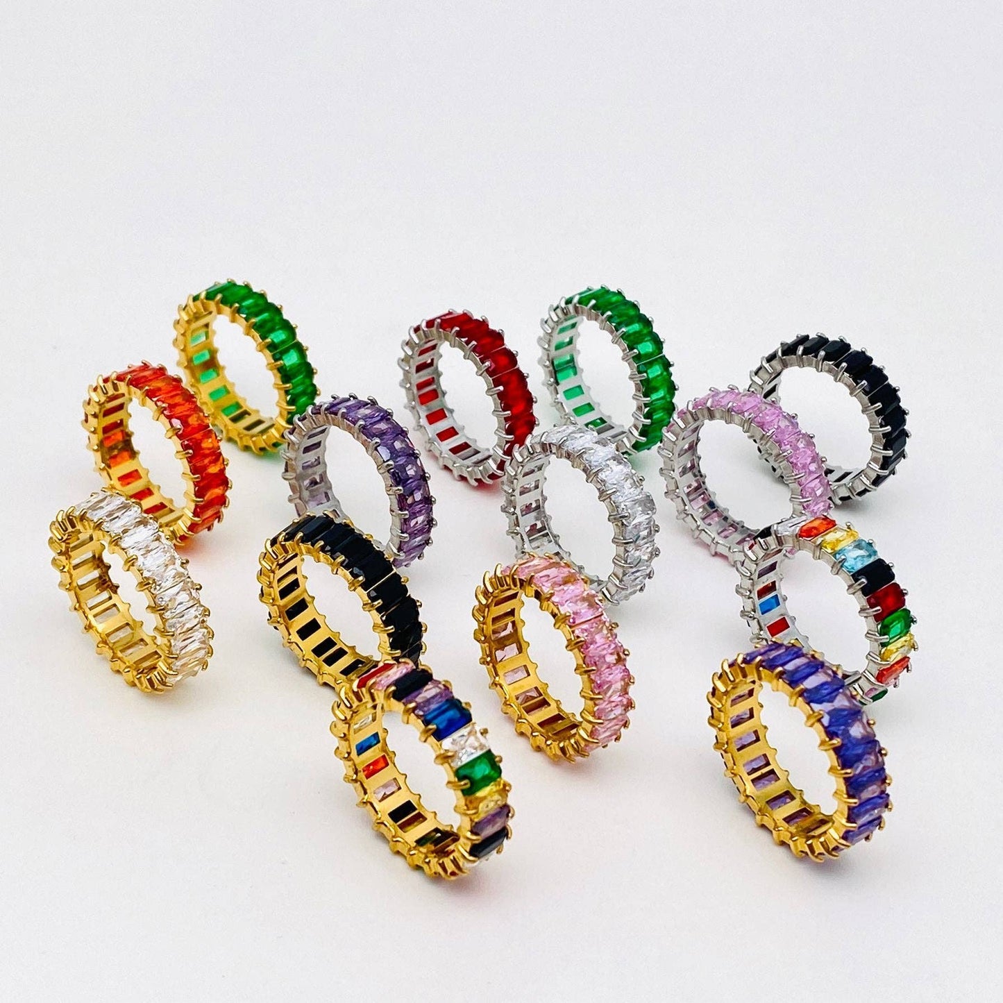 Sparkling Colored Stainless Steel Ring