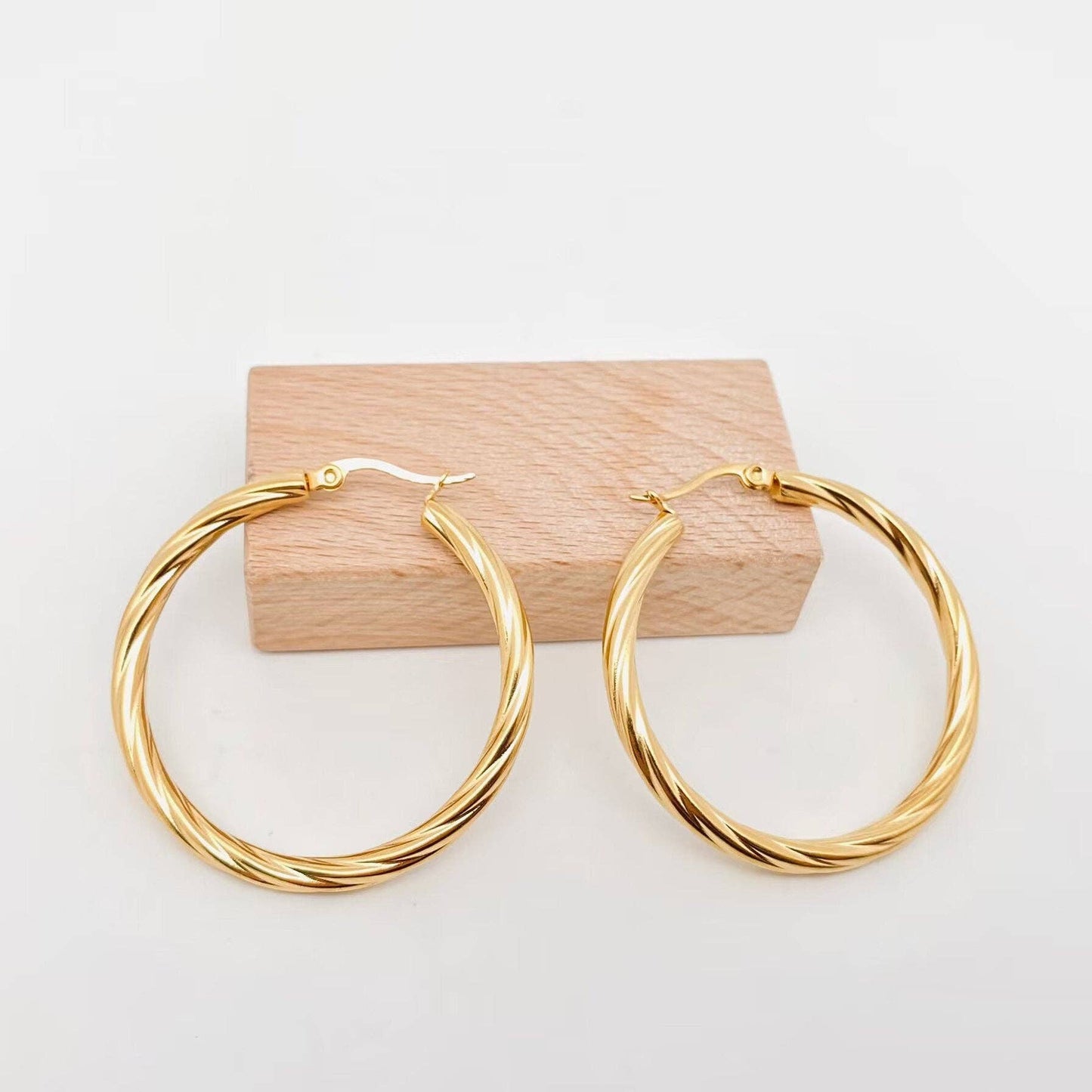 18K Gold Plated Stainless Steel Hoop Earrings