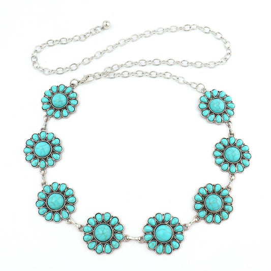 Turquoise Flower Western Belt