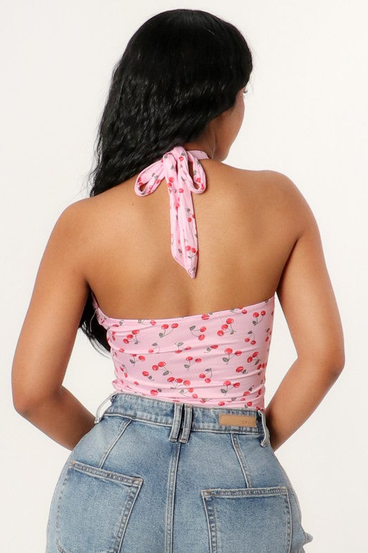 Cherry Print Crop Top