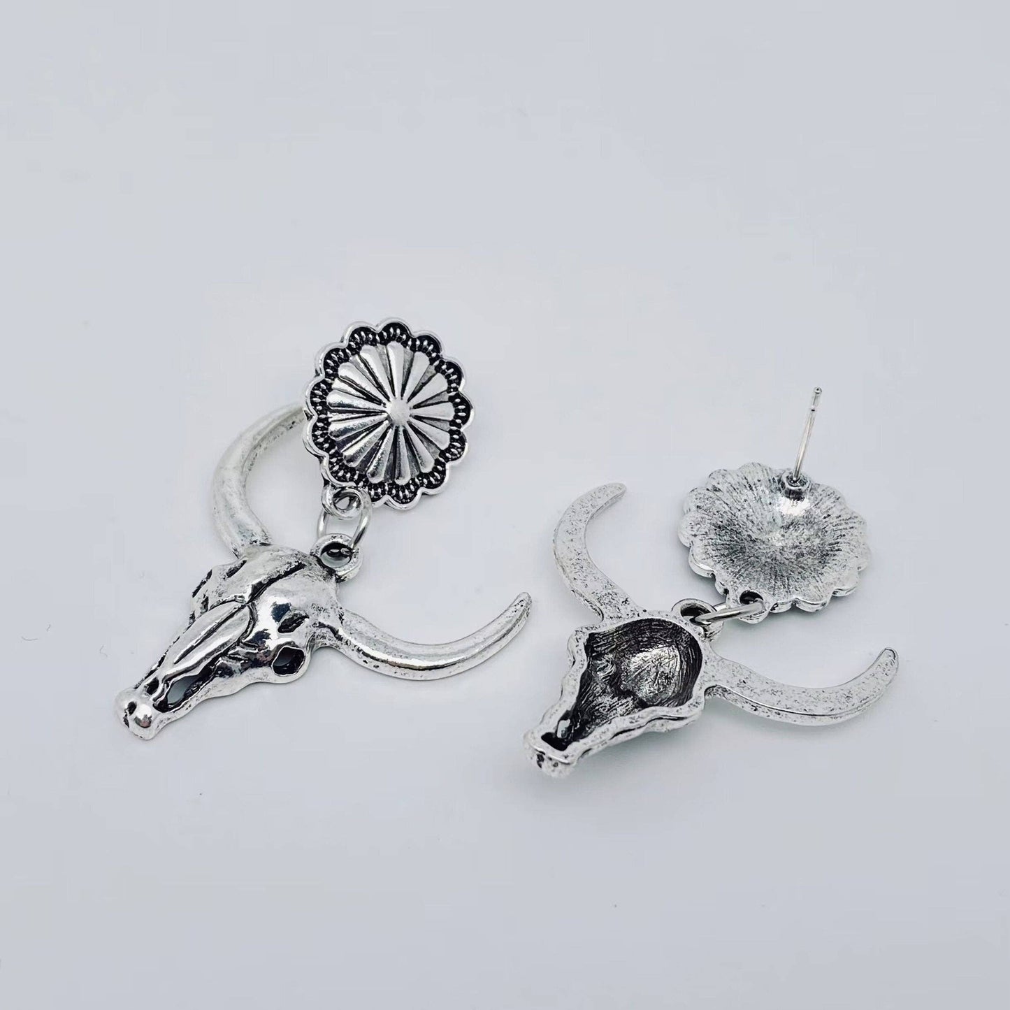Bull Head Pendant Earring