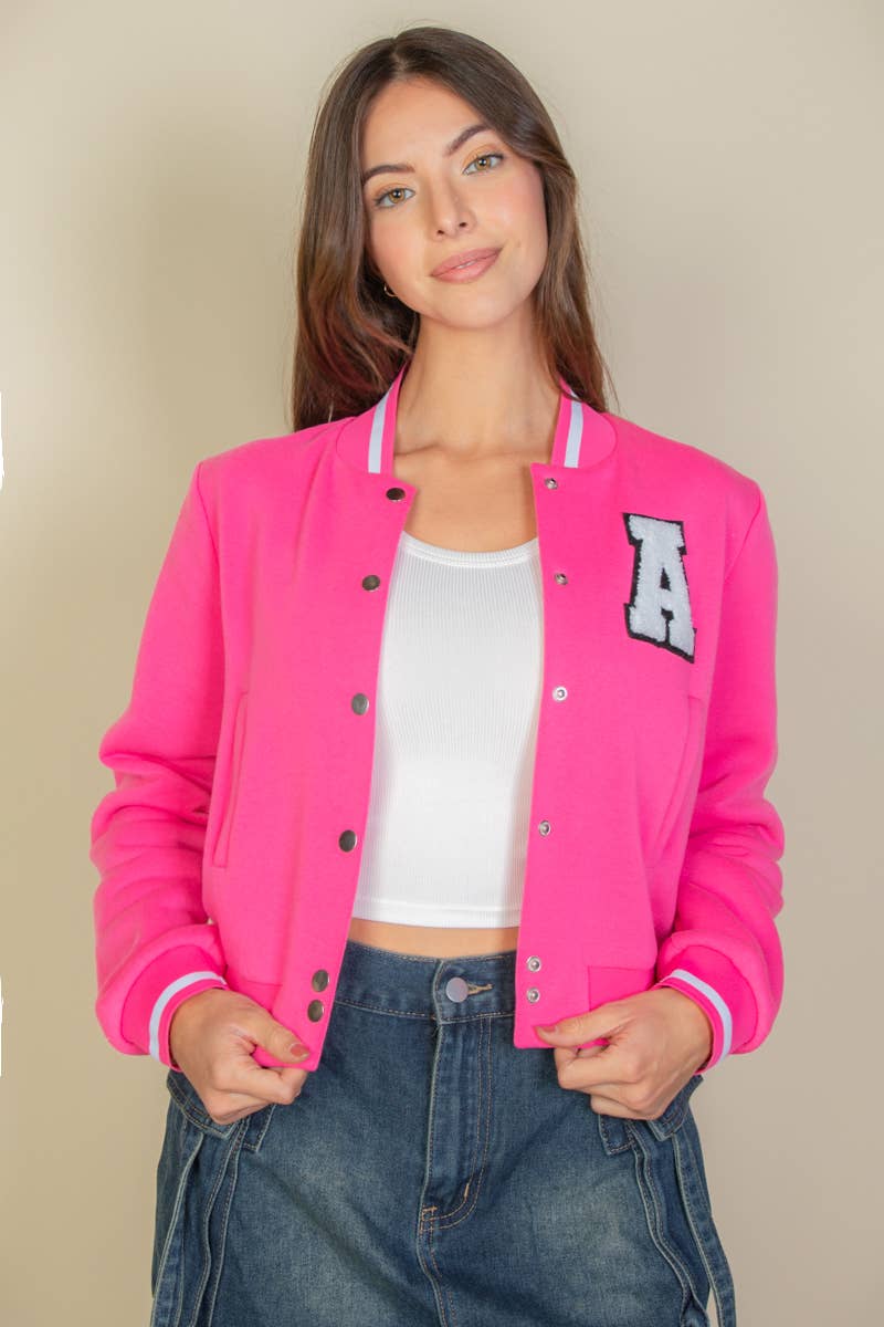 Crop Varsity Jacket- L