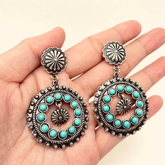 Turquoise Round Earrings