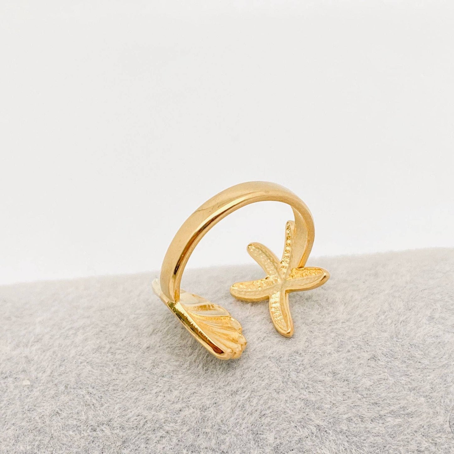 Starfish & Shell 18K Gold Plated Ring