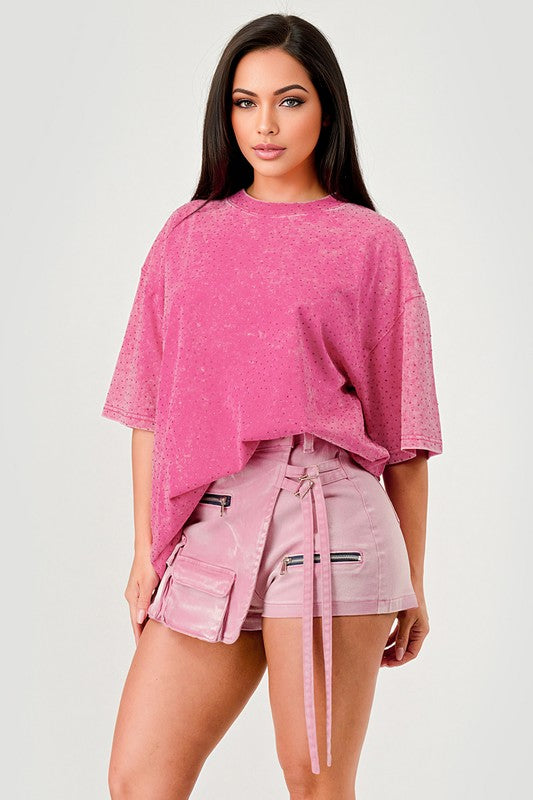 Oversized Rhinestone Tee