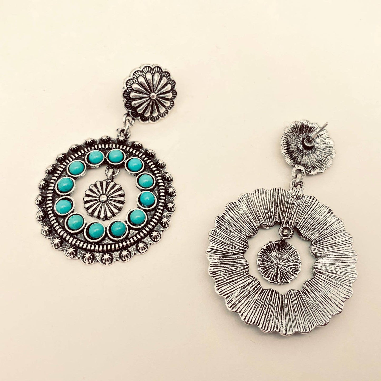Turquoise Round Earrings