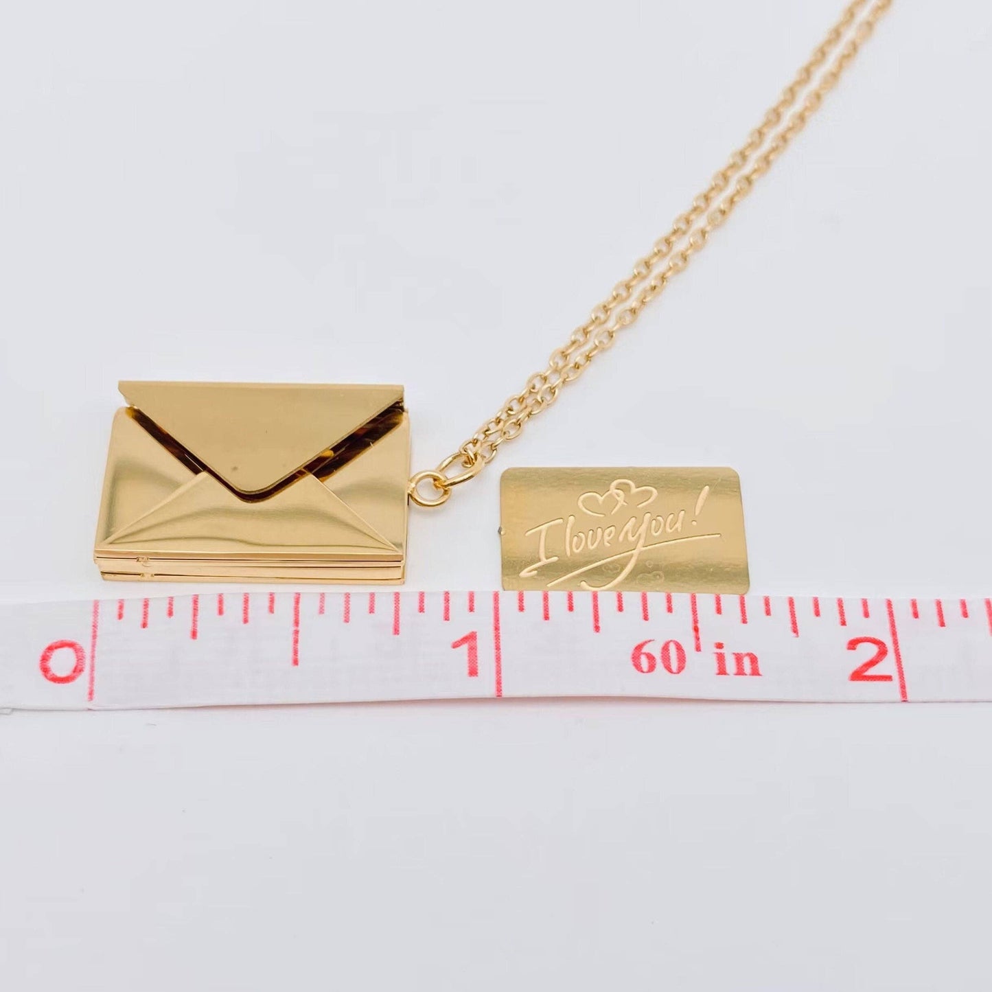 Rose Gold "I Love You"  Envelope Necklace