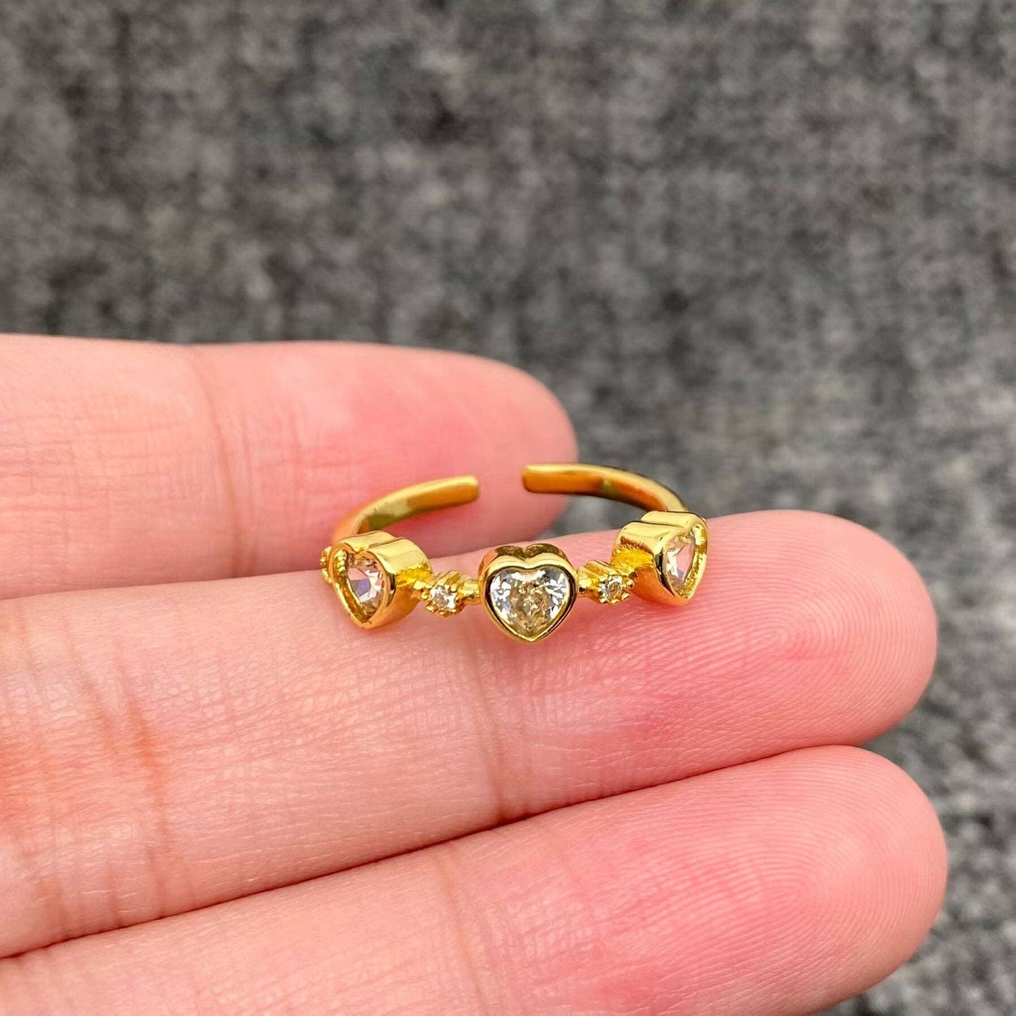 18K Gold Plated Adjustable Heart Ring