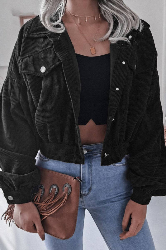 BLACK WESTERN CROP JACKET