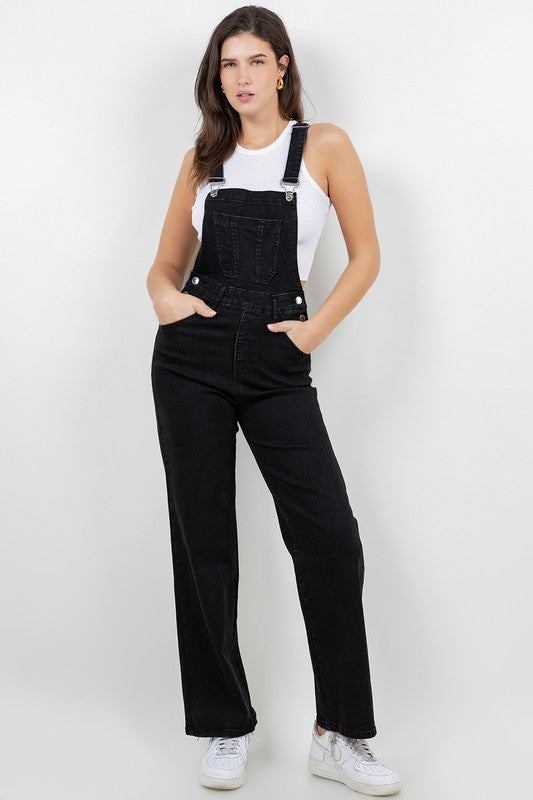 Black Wide Leg Overalls