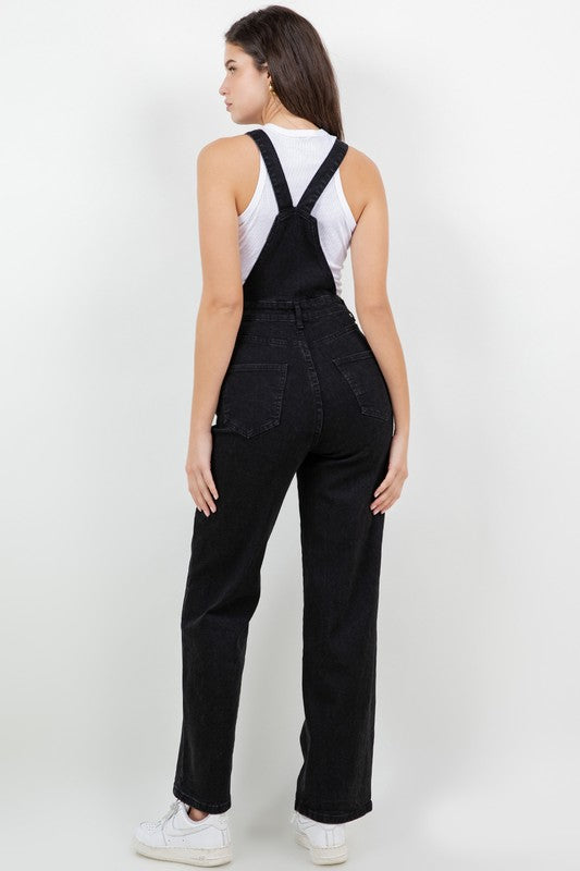 Black Wide Leg Overalls