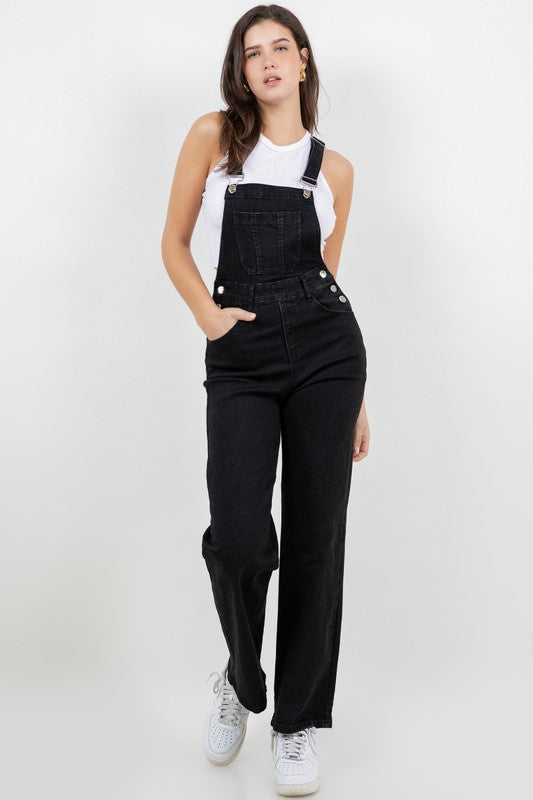 Black Wide Leg Overalls