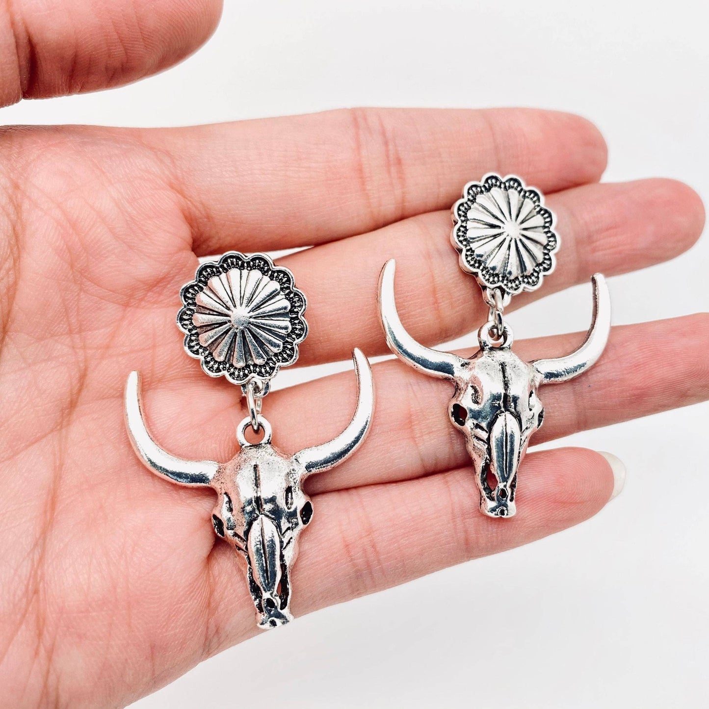 Bull Head Pendant Earring