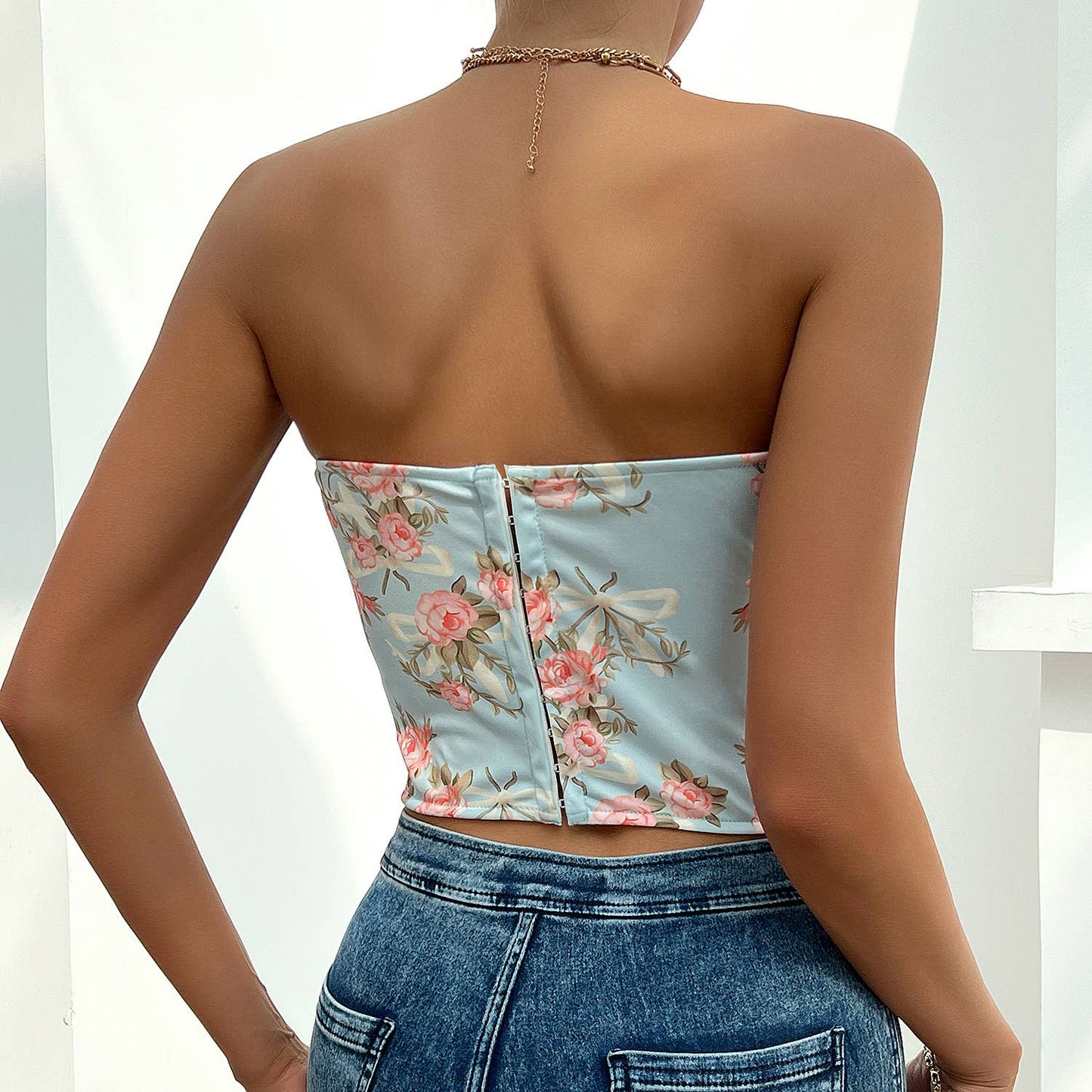 Floral tube top corset