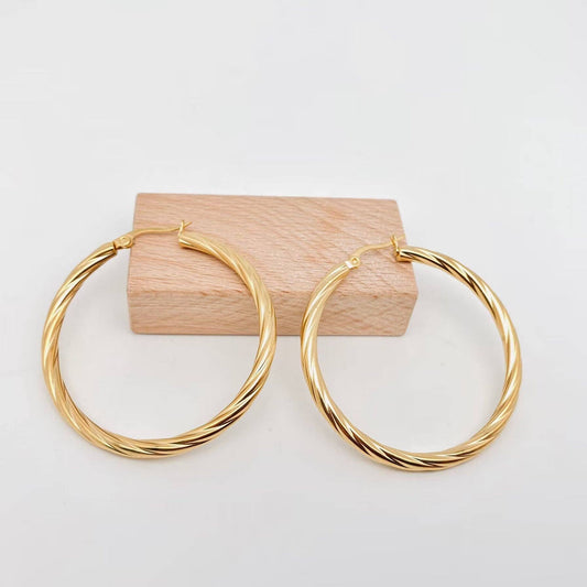 18K Gold Plated Stainless Steel Hoop Earrings